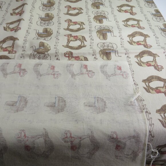 Baby Tan & Brown Fabric 2 yards 44" wide; Cotton Polyester; Rocking Horse, Pram - Picture 4 of 6